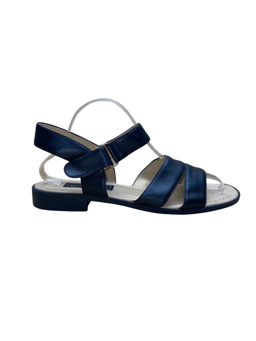 Laura Scott Women’s Black Leather Adjustable Straps Linny Sandal Size 11M